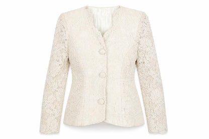 Karen Willis Holmes Women's Ivory Lace Jacket Size 8