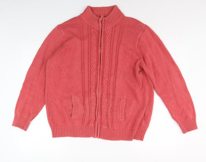 Womens UK Size 22-24 Isle Essentials Pink Full Zip Jumper