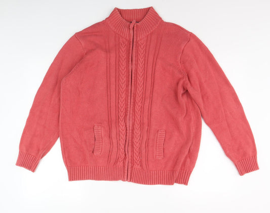 Womens UK Size 22-24 Isle Essentials Pink Full Zip Jumper