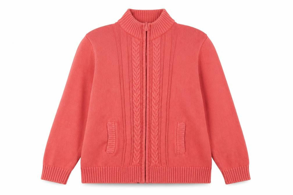Womens UK Size 22-24 Isle Essentials Pink Full Zip Jumper