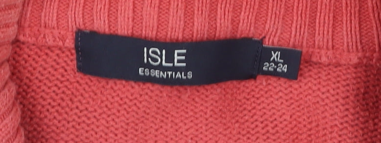 Womens UK Size 22-24 Isle Essentials Pink Full Zip Jumper