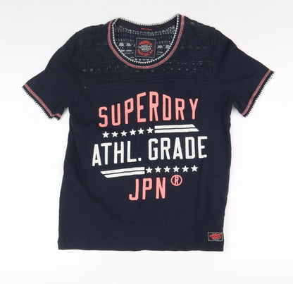 Womens UK Size XS Superdry Black Basic T-Shirt