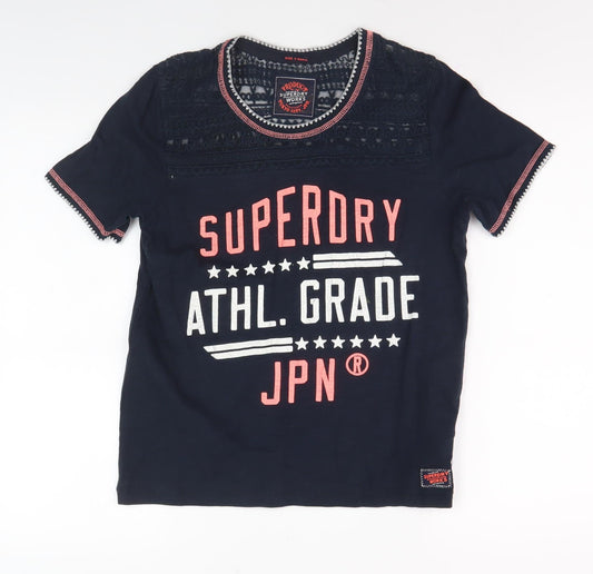 Womens UK Size XS Superdry Black Basic T-Shirt