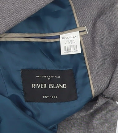 Mens UK Size 38 River Island Regular Grey Suit Jacket