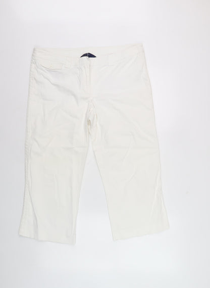 Womens UK Size 14 Jasper Conran Regular Fit Cropped Ivory Trousers