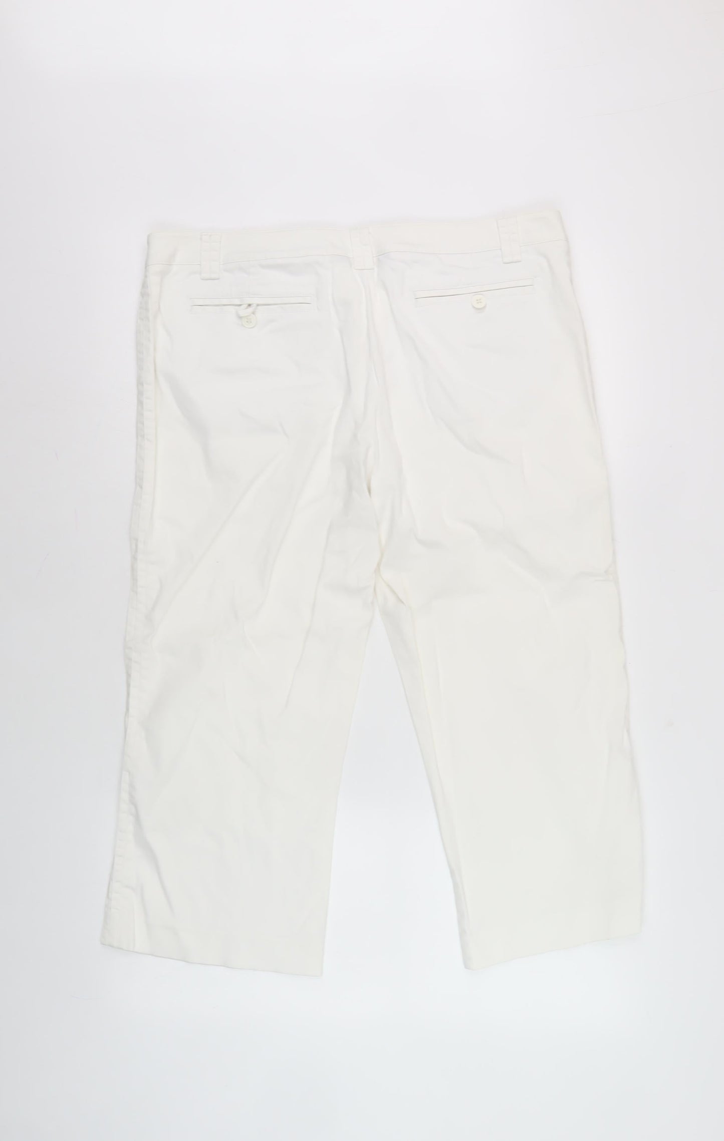 Womens UK Size 14 Jasper Conran Regular Fit Cropped Ivory Trousers