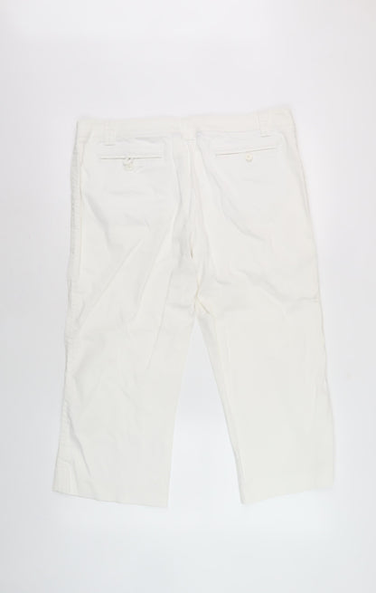 Womens UK Size 14 Jasper Conran Regular Fit Cropped Ivory Trousers