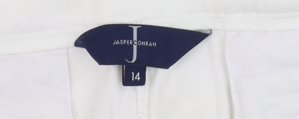 Womens UK Size 14 Jasper Conran Regular Fit Cropped Ivory Trousers