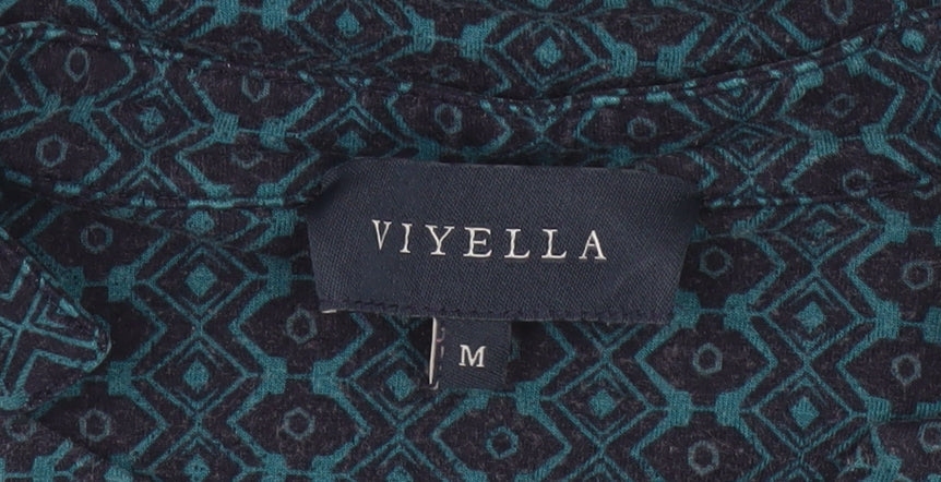 Womens UK Size M Viyella Blue Basic Blouse