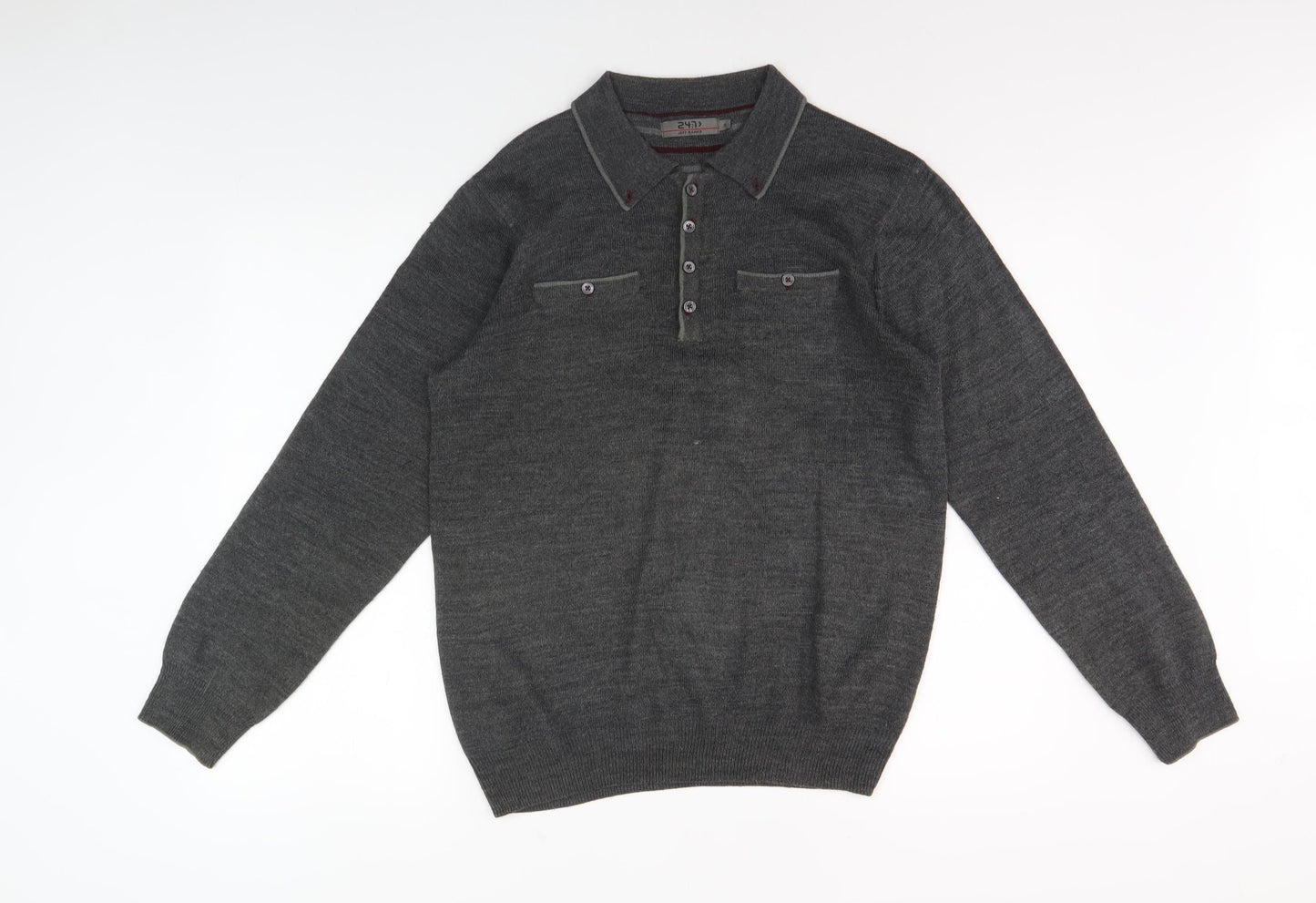 Jeff Banks Men's Grey Collared Pullover Jumper S