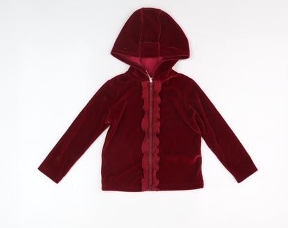 Laura Ashley Girls Red Velvet Hooded Jacket 2 Years