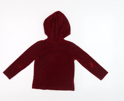 Laura Ashley Girls Red Velvet Hooded Jacket 2 Years