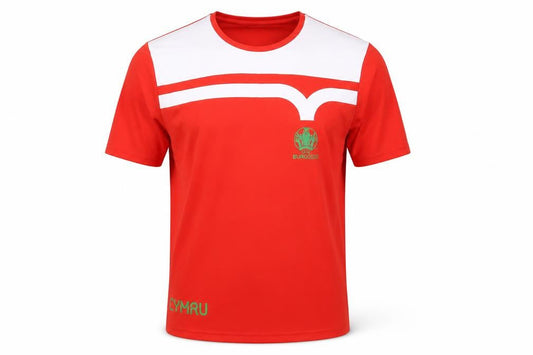Front view of UEFA Euro 2020 Men's Red XL Sports T-Shirt