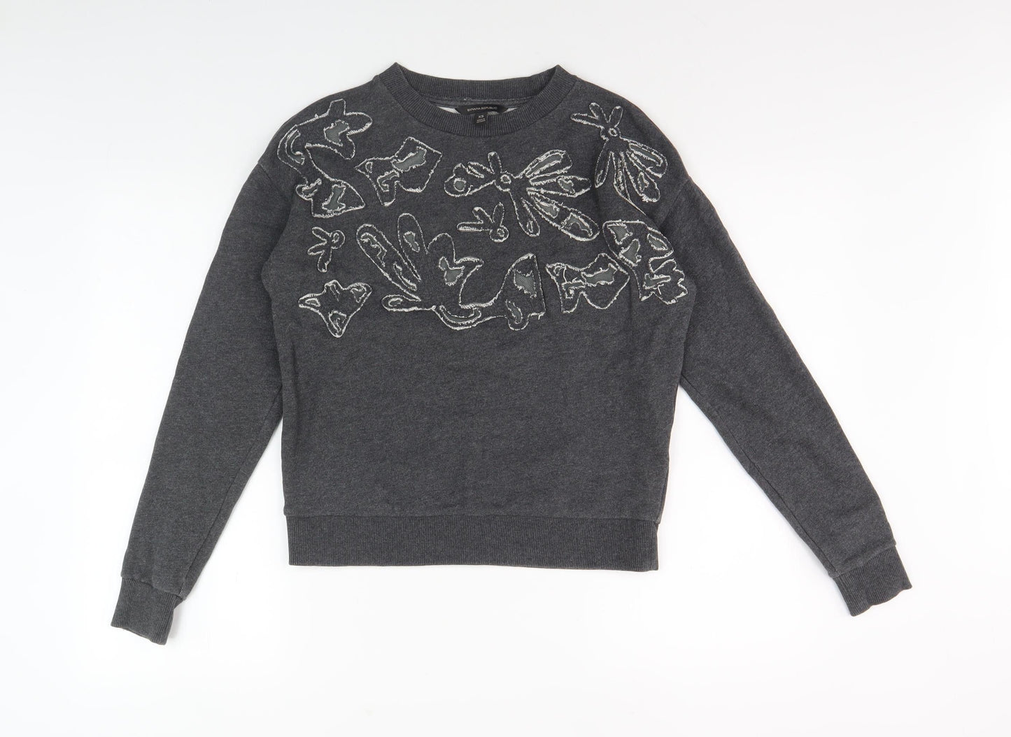 Banana Republic Women's Grey XS Embroidered Pullover Jumper