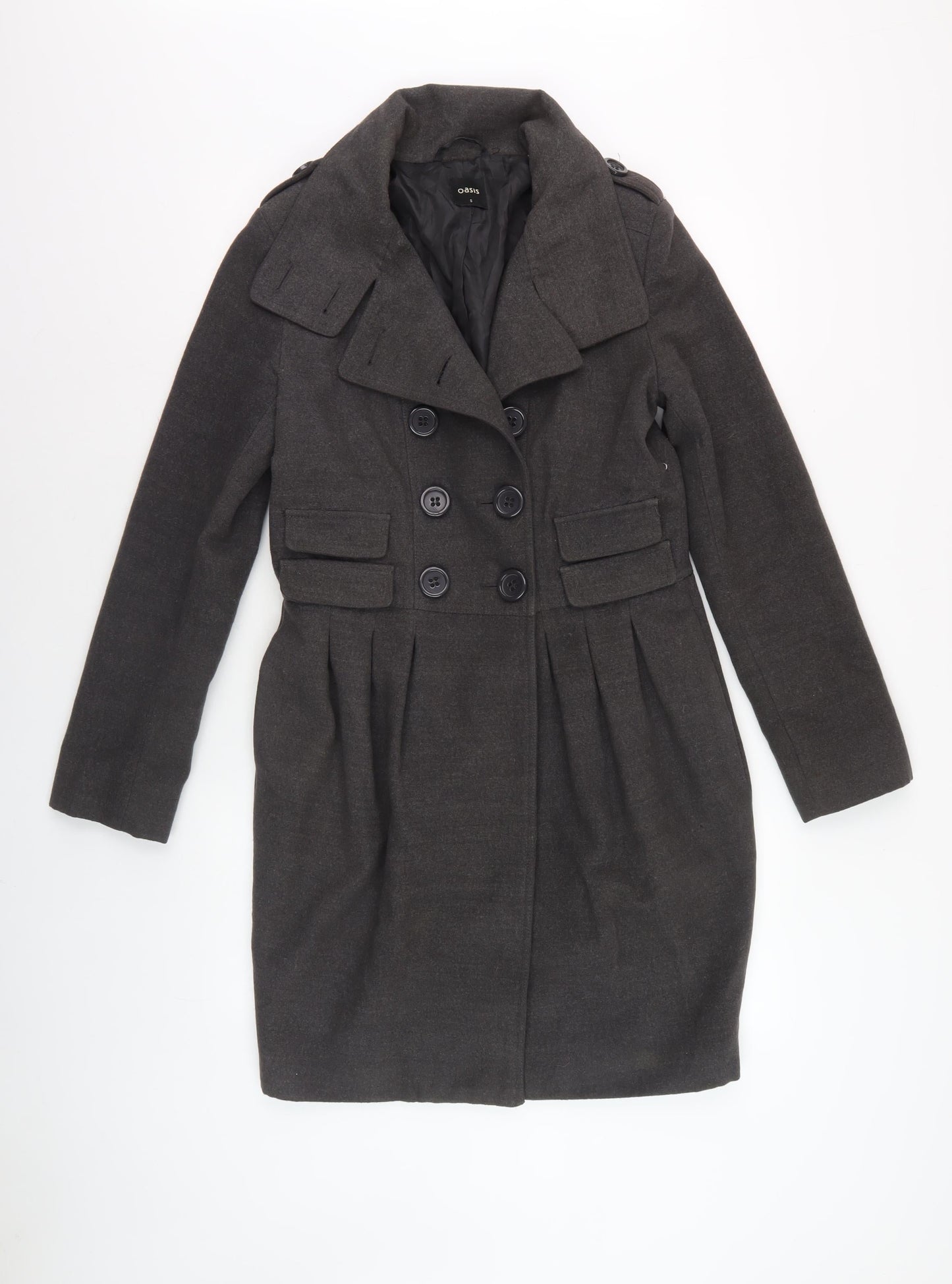 Womens UK Size S Oasis Black Pea Coat