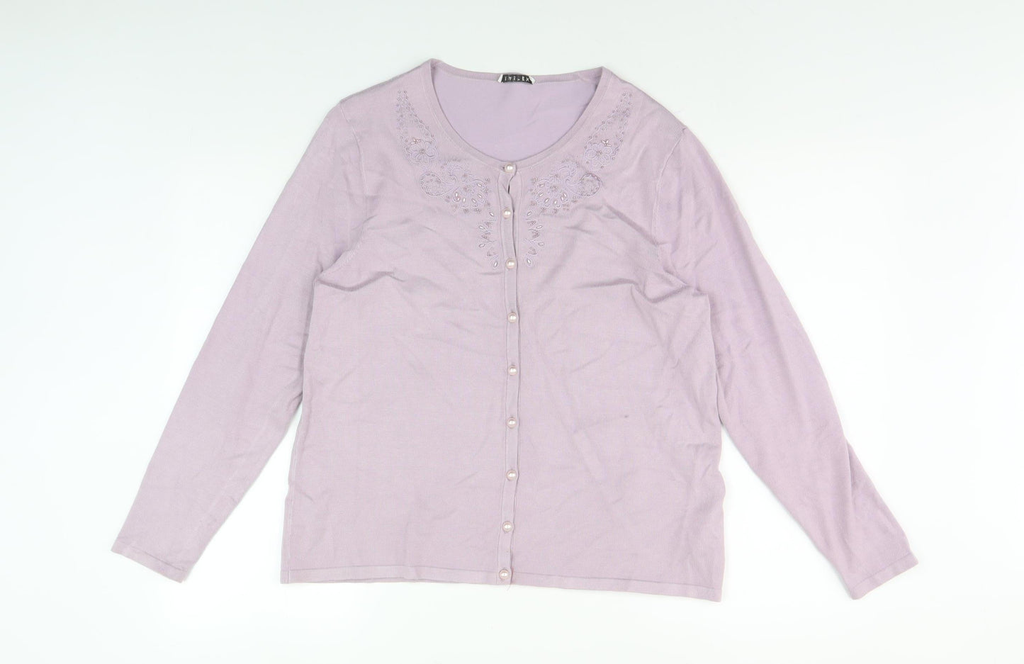 Eastex Women's Purple Cardigan Size 16 Embroidered