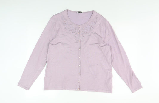 Eastex Women's Purple Cardigan Size 16 Embroidered