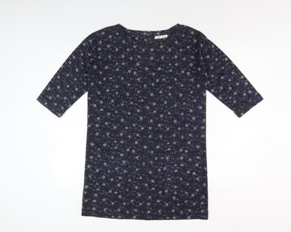 White Stuff Women's Blue Floral Dress, UK 8, 3/4 Sleeve