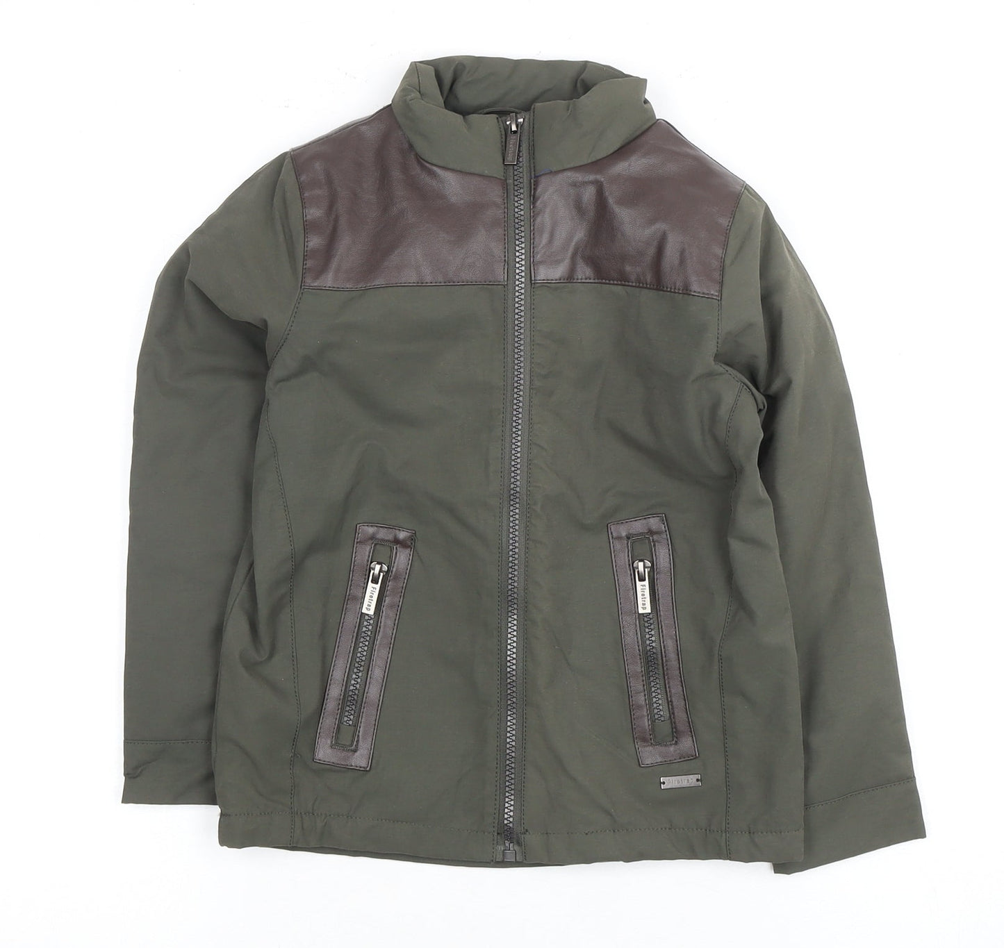 Firetrap Boys Green Bomber Jacket 13-14 Years Faux Leather Trim