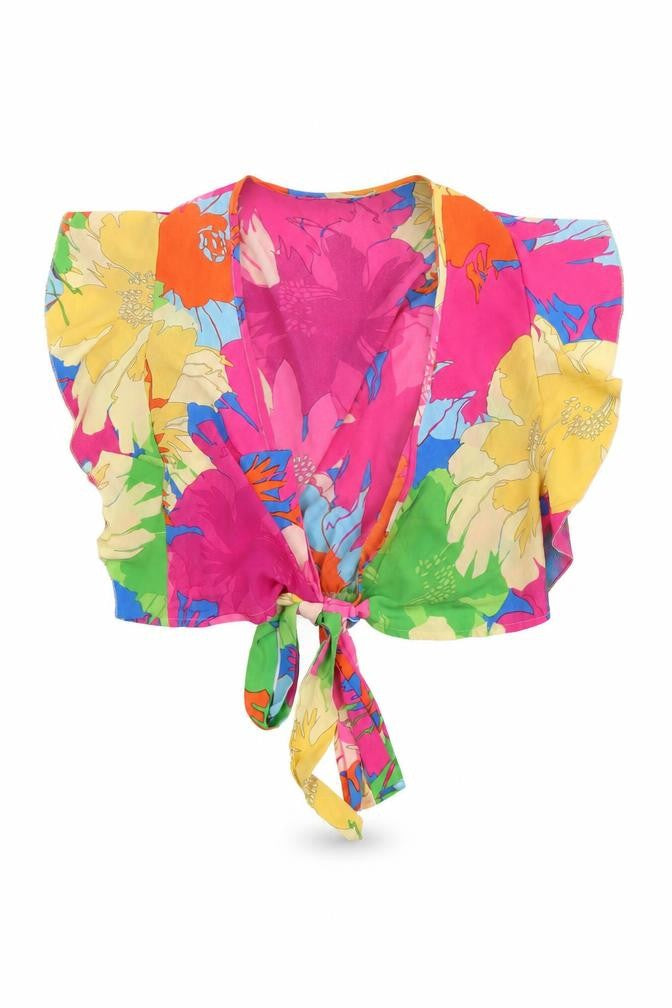 Flamant Rose Women's Floral Tie-Front Top Size S
