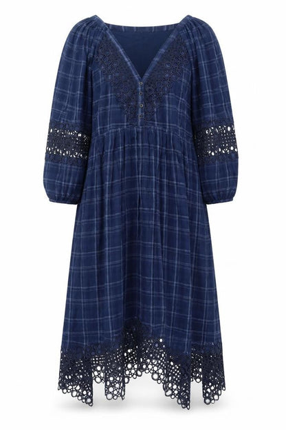 AKEWEI + KIN Women's Blue V-Neck Shift Dress