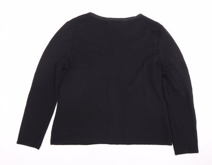 Planet Women's Black V-Neck Long Sleeve Top L