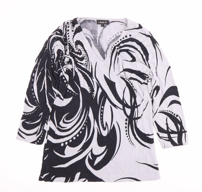 Laura d. Women's Multicoloured V-Neck Blouse, Size 2, Sequin Accents