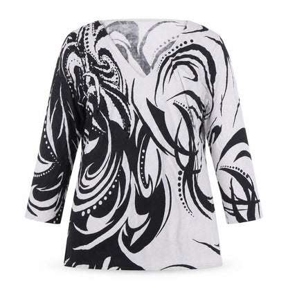 Laura d. Women's Multicoloured V-Neck Blouse, Size 2, Sequin Accents