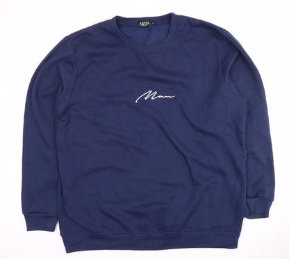 Mens UK Size 2XL boohooMAN Blue Pullover Sweatshirt