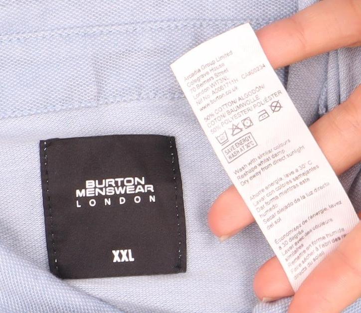 Mens UK Collar Size 2XL Burton Menswear London Smart Blue  Dress Shirt