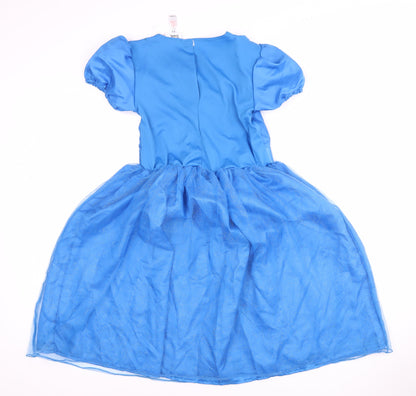 Roald Dahl Blue Girls Dress, Size 9-10, Short Puff Sleeve
