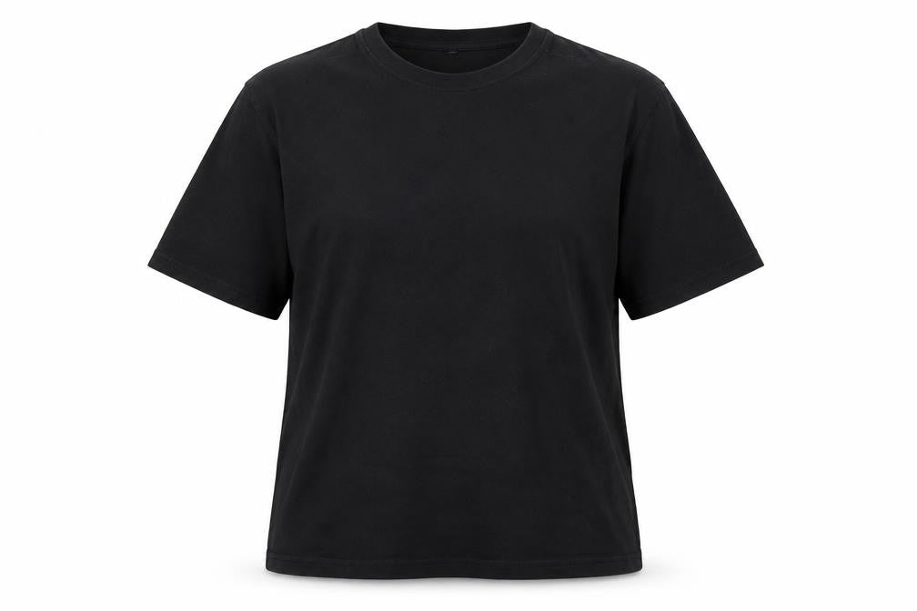 Front view of Donnay unisex black cotton crew neck t-shirt