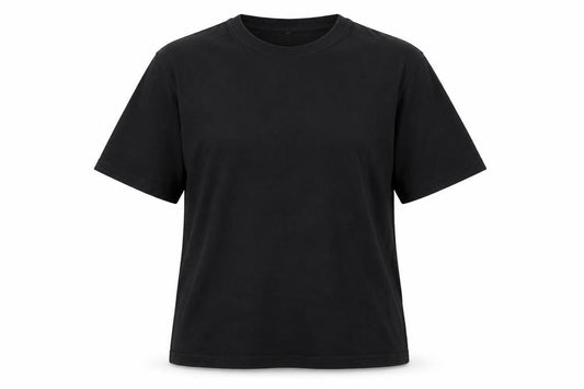 Front view of Donnay unisex black cotton crew neck t-shirt