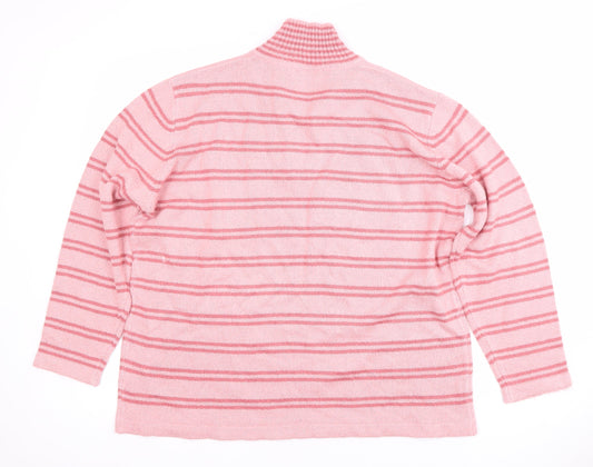 Honor Millburn Women's Pink XL Striped Collared Jumper