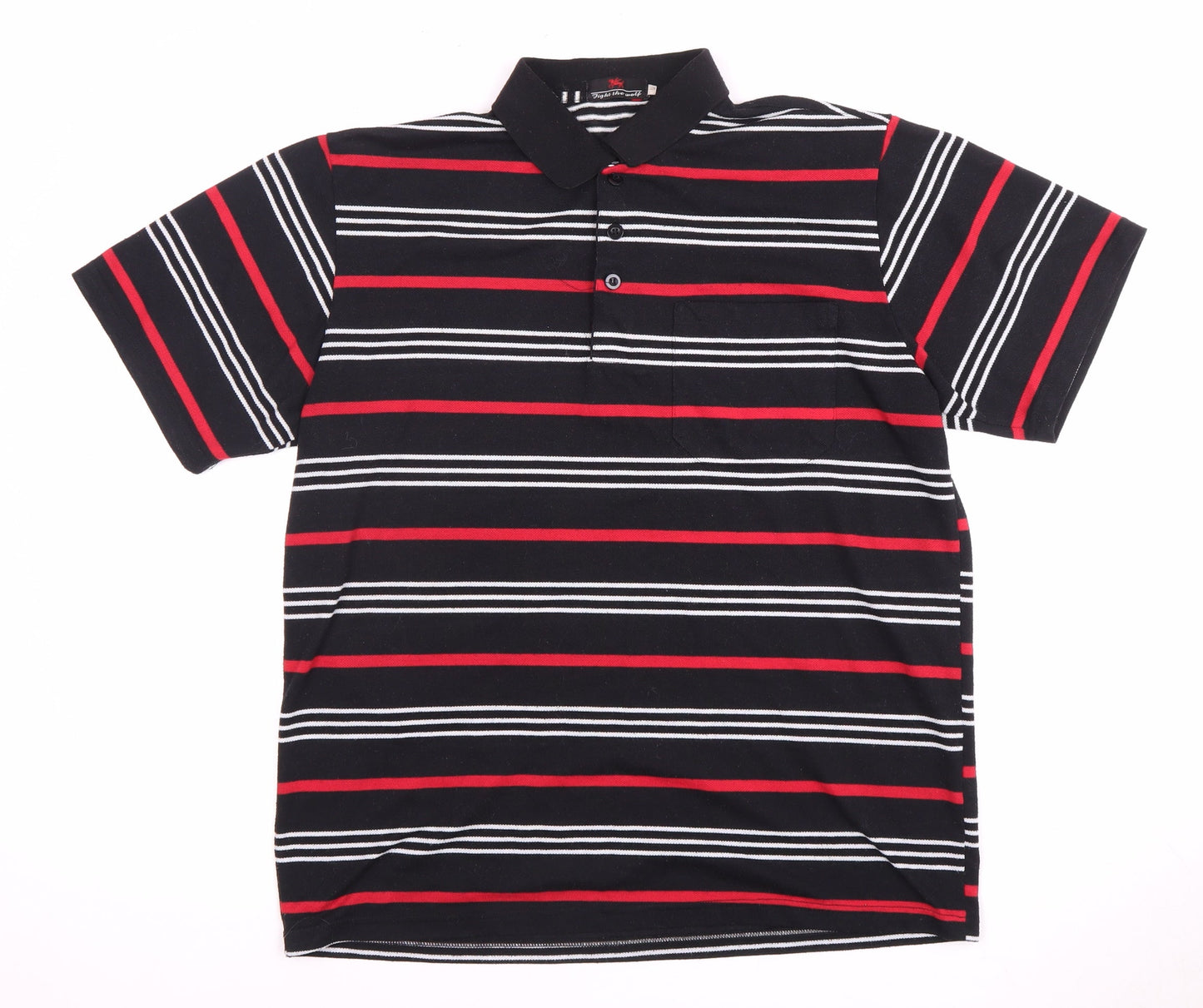 Fight the Wolf Men's Black Striped Polo Shirt S