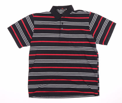 Fight the Wolf Men's Black Striped Polo Shirt S