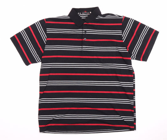 Fight the Wolf Men's Black Striped Polo Shirt S