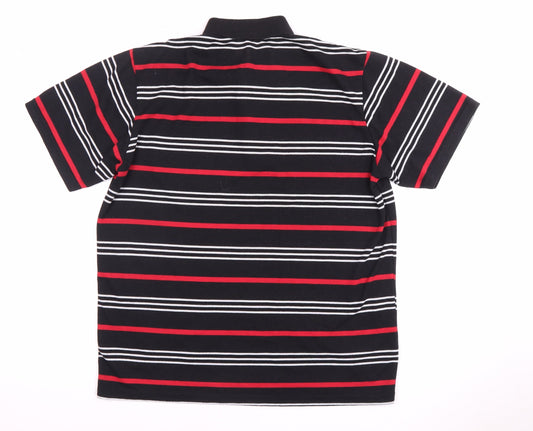 Fight the Wolf Men's Black Striped Polo Shirt S