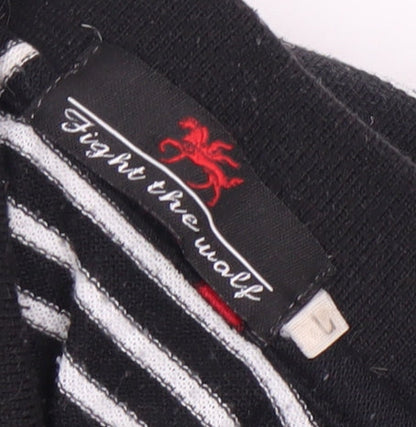 Fight the Wolf Men's Black Striped Polo Shirt S