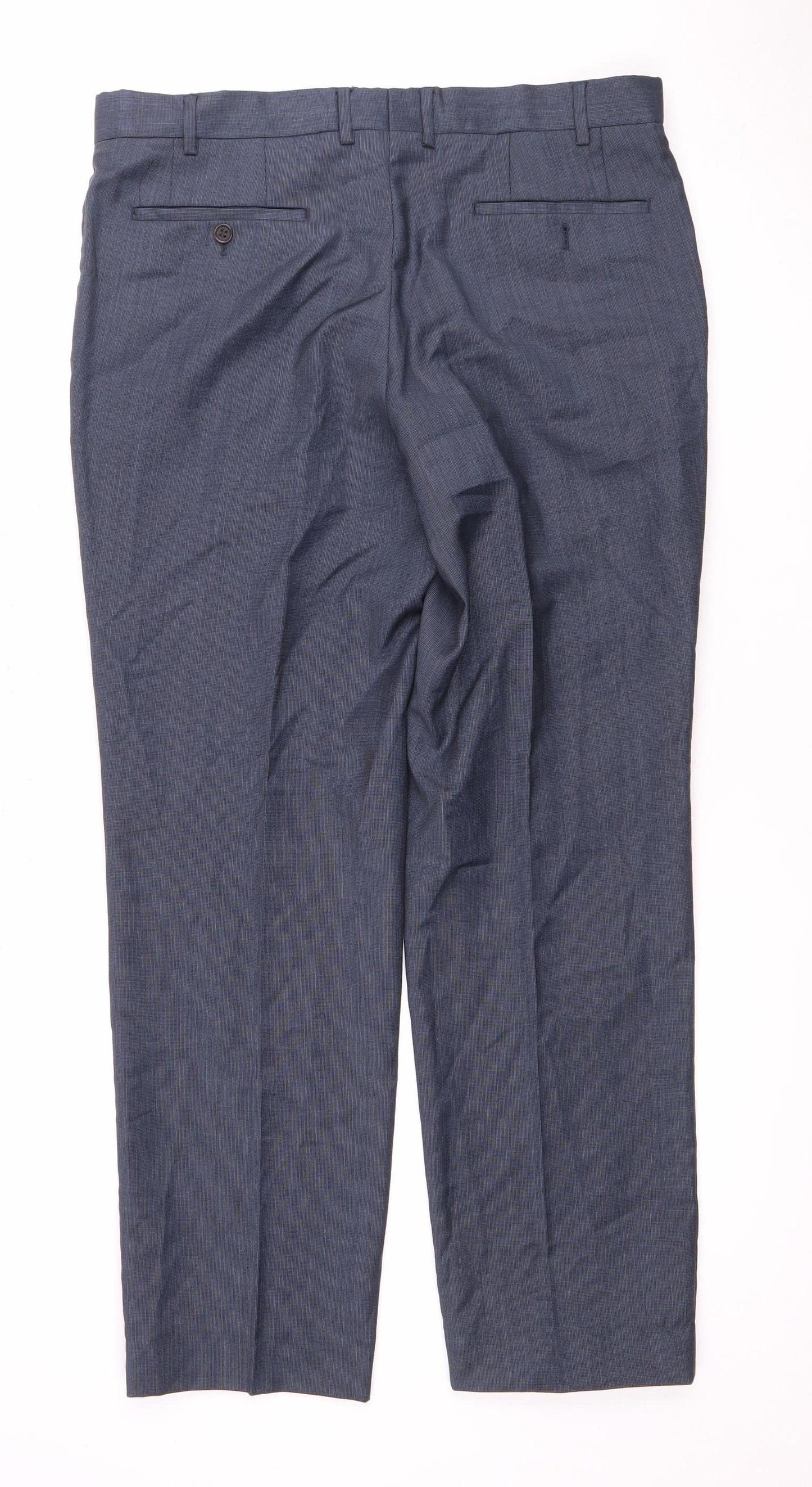 West End Men's Blue Dress Pants, Size L, Wool Blend