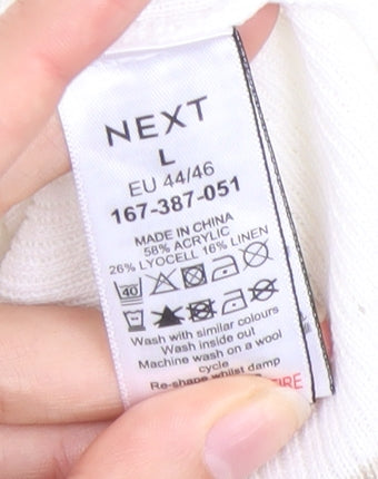 Womens UK Size L NEXT White Basic T-Shirt