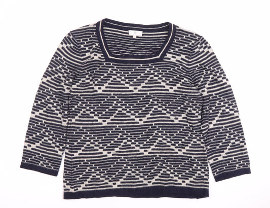 CC Women's Blue Geometric Pullover Jumper Size 12
