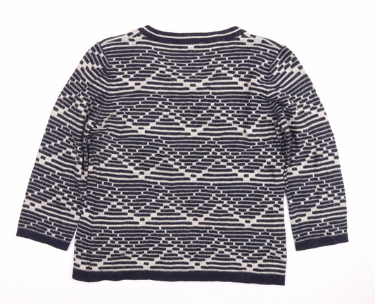 CC Women's Blue Geometric Pullover Jumper Size 12