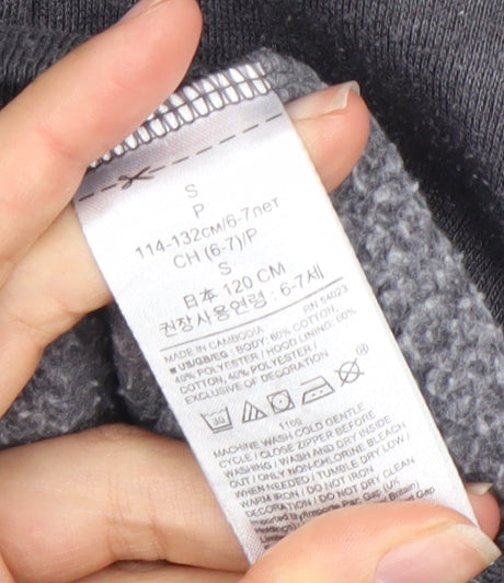 Gap Boys Grey Full Zip Hoodie 6-7 Years with Logo