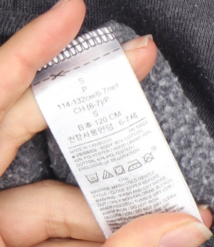Gap Boys Grey Full Zip Hoodie 6-7 Years with Logo