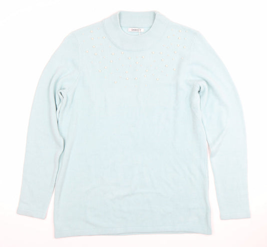 Damart Women's Blue Pullover Jumper M with Beads