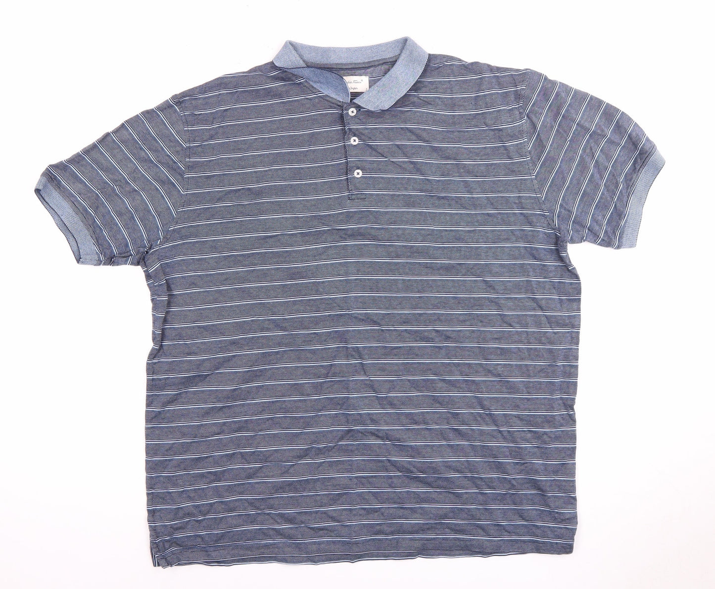 Emidio Tucci Men's Blue Striped Polo Shirt - Size 7