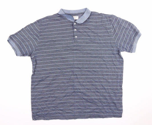 Emidio Tucci Men's Blue Striped Polo Shirt - Size 7