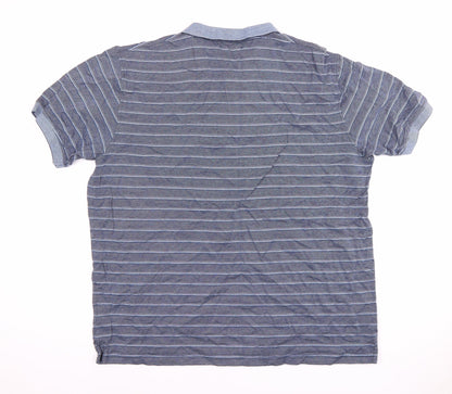 Emidio Tucci Men's Blue Striped Polo Shirt - Size 7