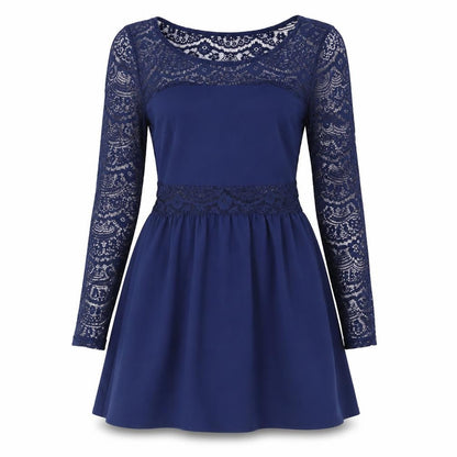 DIVIDED Blue A-Line Dress Women Size 12 Round Neck